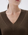 SUUKSESS Women Cashmere Oversized V Neck Pullover Sweaters Long Sleeve Jumpers-SUUKSESS-SUUKSESS