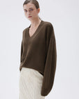 SUUKSESS Women Cashmere Oversized V Neck Pullover Sweaters Long Sleeve Jumpers-SUUKSESS-SUUKSESS