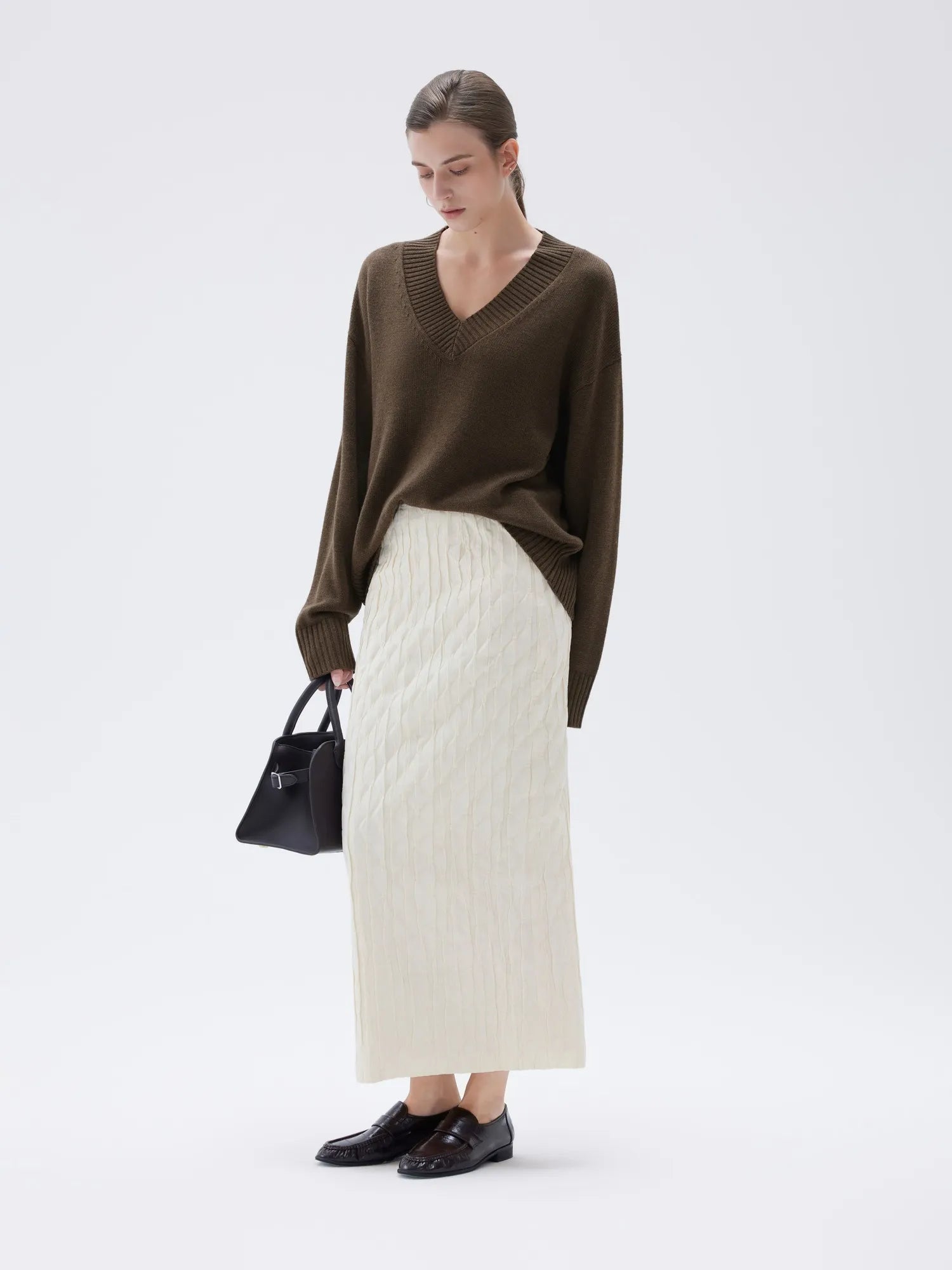 SUUKSESS Women Cashmere Oversized V Neck Pullover Sweaters Long Sleeve Jumpers-SUUKSESS-SUUKSESS