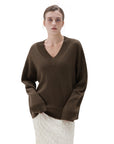SUUKSESS Women Cashmere Oversized V Neck Pullover Sweaters Long Sleeve Jumpers-SUUKSESS-SUUKSESS