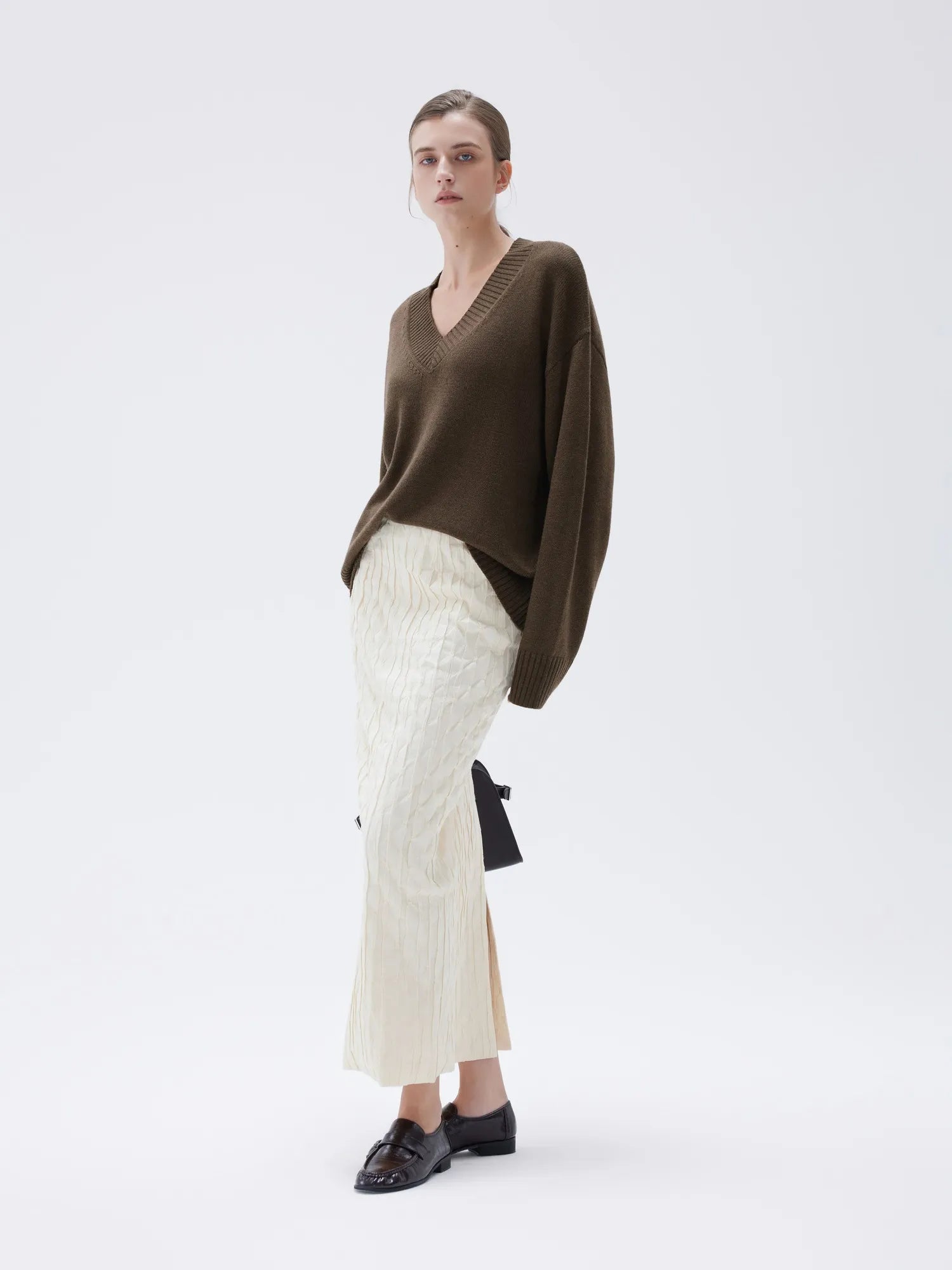 SUUKSESS Women Cashmere Oversized V Neck Pullover Sweaters Long Sleeve Jumpers-SUUKSESS-SUUKSESS