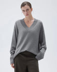 SUUKSESS Women Cashmere Oversized V Neck Pullover Sweaters Long Sleeve Jumpers-SUUKSESS-SUUKSESS