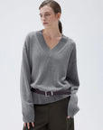 SUUKSESS Women Cashmere Oversized V Neck Pullover Sweaters Long Sleeve Jumpers-SUUKSESS-SUUKSESS