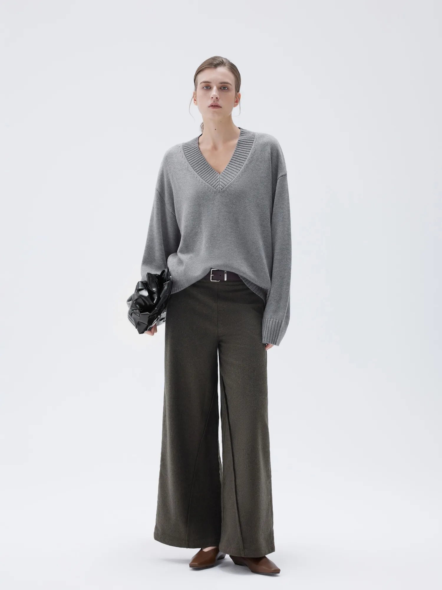 SUUKSESS Women Cashmere Oversized V Neck Pullover Sweaters Long Sleeve Jumpers-SUUKSESS-SUUKSESS