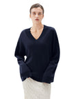 SUUKSESS Women Cashmere Oversized V Neck Pullover Sweaters Long Sleeve Jumpers-SUUKSESS-SUUKSESS