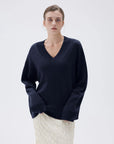 SUUKSESS Women Cashmere Oversized V Neck Pullover Sweaters Long Sleeve Jumpers-SUUKSESS-SUUKSESS