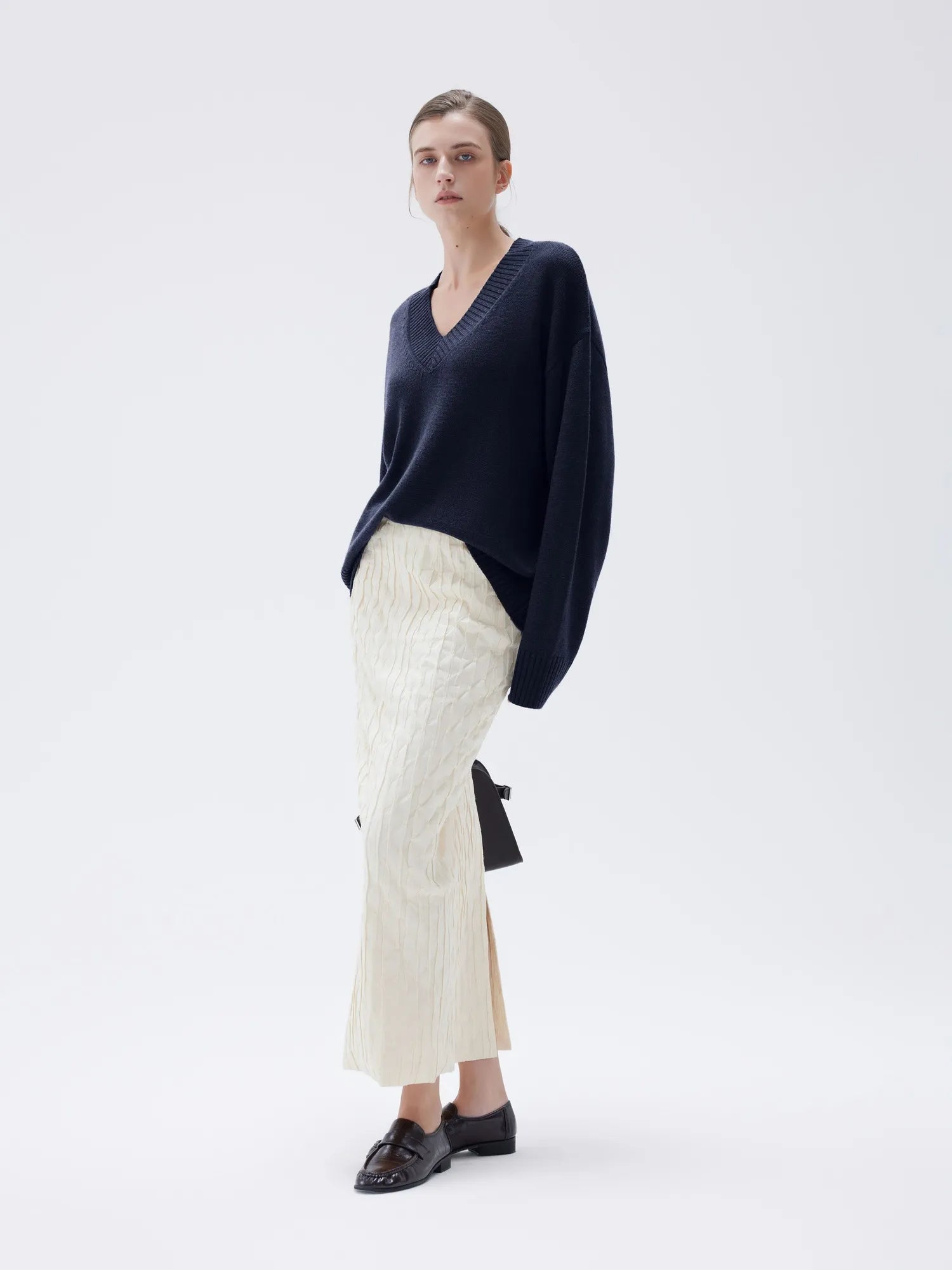 SUUKSESS Women Cashmere Oversized V Neck Pullover Sweaters Long Sleeve Jumpers-SUUKSESS-SUUKSESS