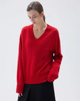 SUUKSESS Women Cashmere Oversized V Neck Pullover Sweaters Long Sleeve Jumpers-SUUKSESS-SUUKSESS