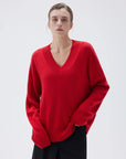 SUUKSESS Women Cashmere Oversized V Neck Pullover Sweaters Long Sleeve Jumpers-SUUKSESS-SUUKSESS