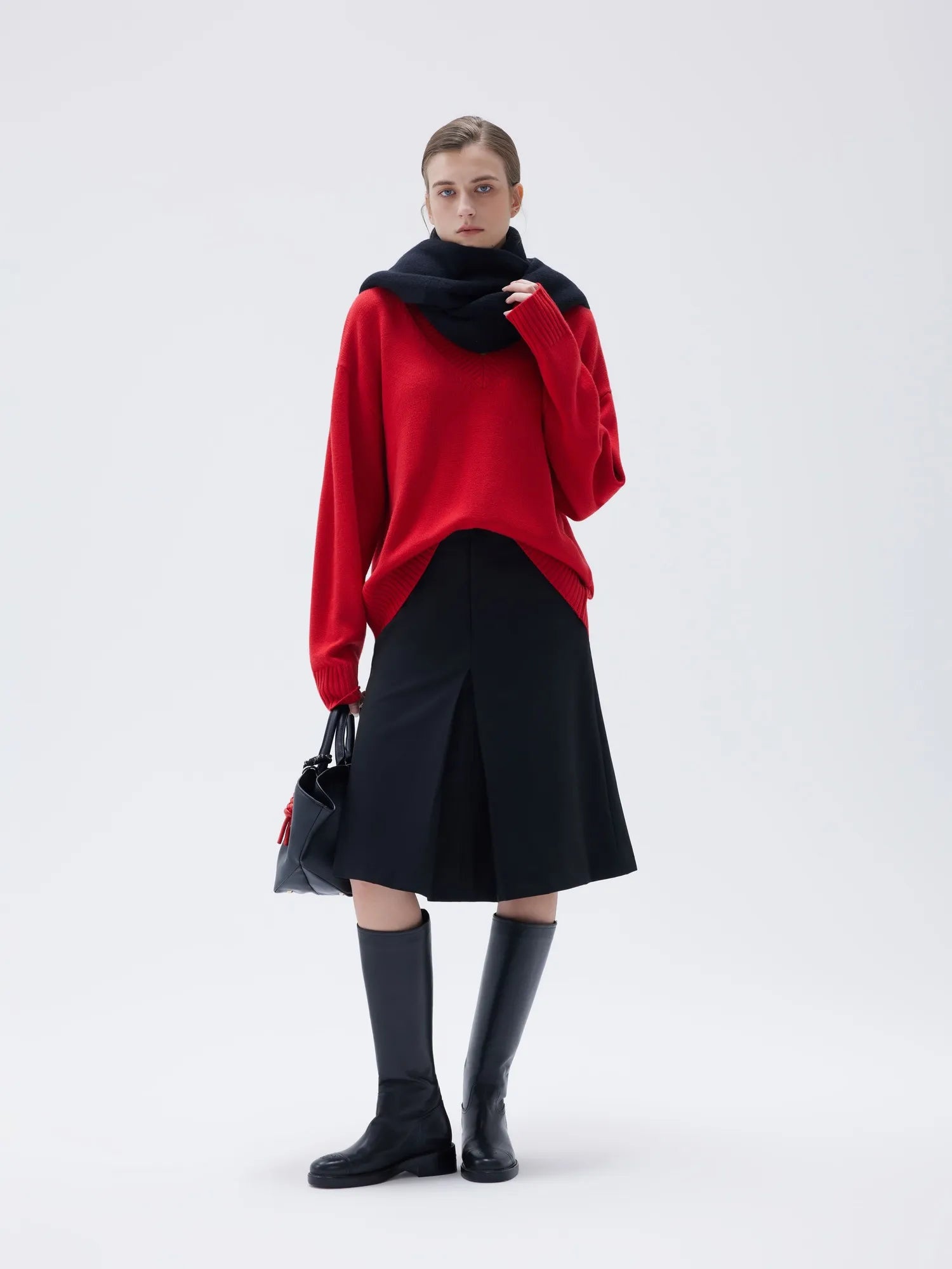 SUUKSESS Women Cashmere Oversized V Neck Pullover Sweaters Long Sleeve Jumpers-SUUKSESS-SUUKSESS