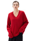 SUUKSESS Women Cashmere Oversized V Neck Pullover Sweaters Long Sleeve Jumpers-SUUKSESS-SUUKSESS