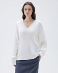 SUUKSESS Women Cashmere Oversized V Neck Pullover Sweaters Long Sleeve Jumpers-SUUKSESS-SUUKSESS