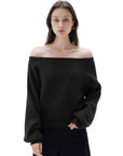 SUUKSESS Women Cashmere Oversized Off Shoulder Pullover Sweaters Boat Neck Long Sleeve Knit Jumpers Tops-SUUKSESS-SUUKSESS