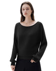 SUUKSESS Women Cashmere Oversized Off Shoulder Pullover Sweaters Boat Neck Long Sleeve Knit Jumpers Tops-SUUKSESS-SUUKSESS