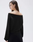 SUUKSESS Women Cashmere Oversized Off Shoulder Pullover Sweaters Boat Neck Long Sleeve Knit Jumpers Tops-SUUKSESS-SUUKSESS