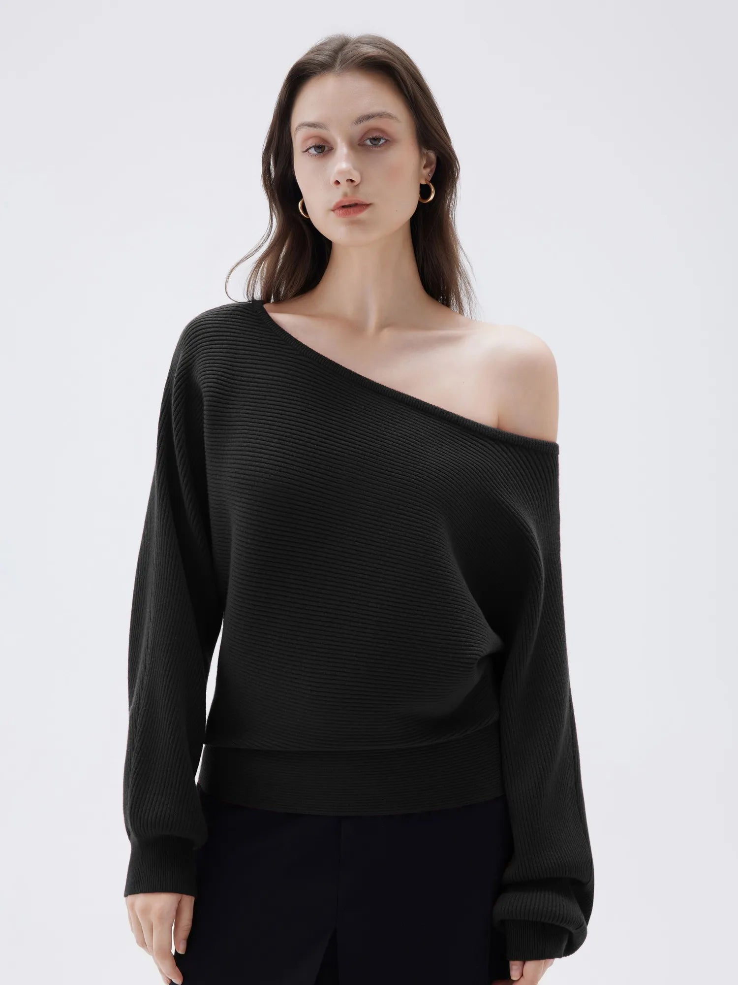 SUUKSESS Women Cashmere Oversized Off Shoulder Pullover Sweaters Boat Neck Long Sleeve Knit Jumpers Tops-SUUKSESS-SUUKSESS