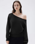 SUUKSESS Women Cashmere Oversized Off Shoulder Pullover Sweaters Boat Neck Long Sleeve Knit Jumpers Tops-SUUKSESS-SUUKSESS
