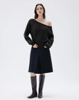 SUUKSESS Women Cashmere Oversized Off Shoulder Pullover Sweaters Boat Neck Long Sleeve Knit Jumpers Tops-SUUKSESS-SUUKSESS