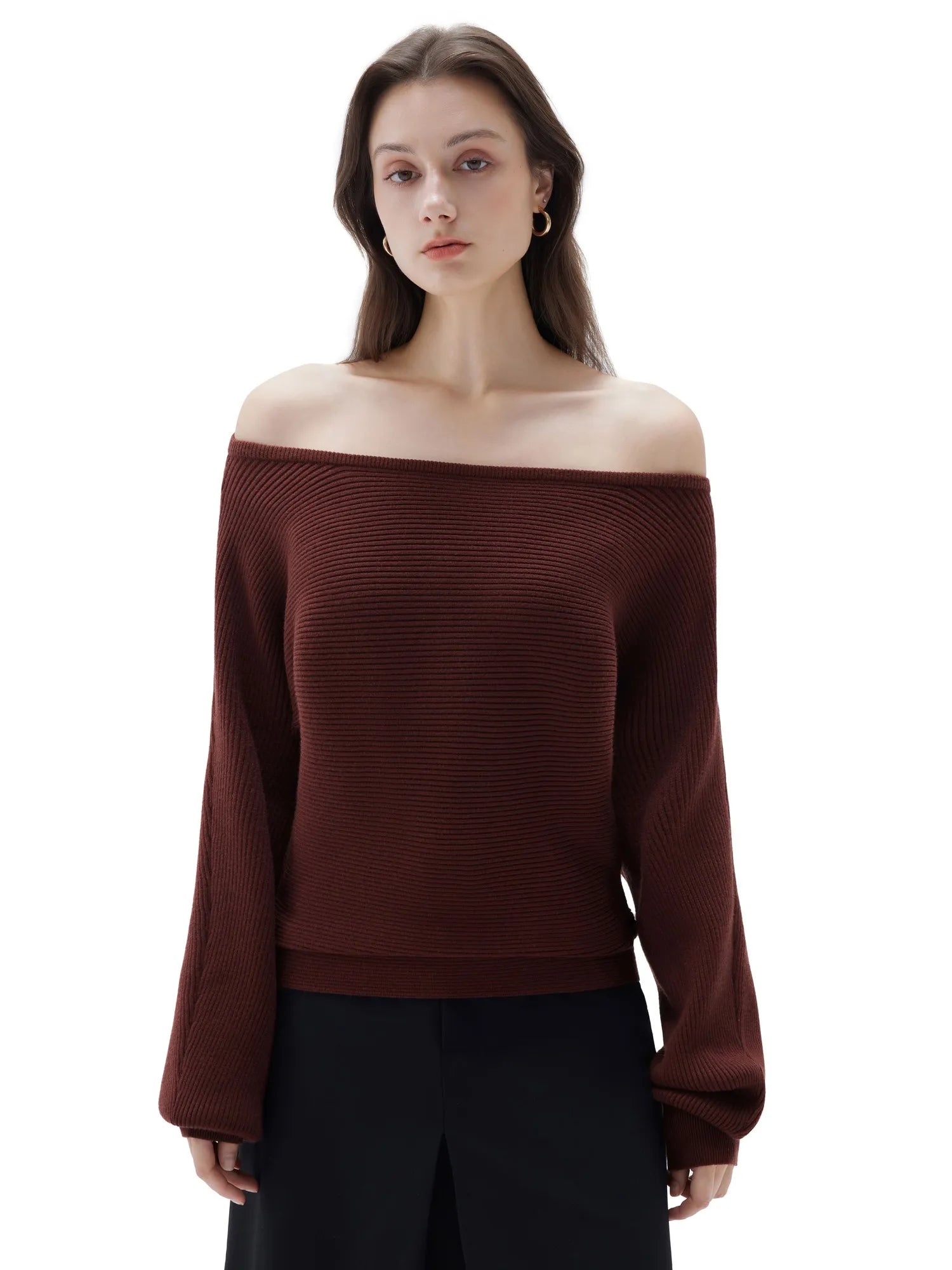 SUUKSESS Women Cashmere Oversized Off Shoulder Pullover Sweaters Boat Neck Long Sleeve Knit Jumpers Tops-SUUKSESS-SUUKSESS