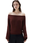 SUUKSESS Women Cashmere Oversized Off Shoulder Pullover Sweaters Boat Neck Long Sleeve Knit Jumpers Tops-SUUKSESS-SUUKSESS