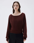 SUUKSESS Women Cashmere Oversized Off Shoulder Pullover Sweaters Boat Neck Long Sleeve Knit Jumpers Tops-SUUKSESS-SUUKSESS
