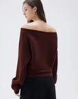 SUUKSESS Women Cashmere Oversized Off Shoulder Pullover Sweaters Boat Neck Long Sleeve Knit Jumpers Tops-SUUKSESS-SUUKSESS