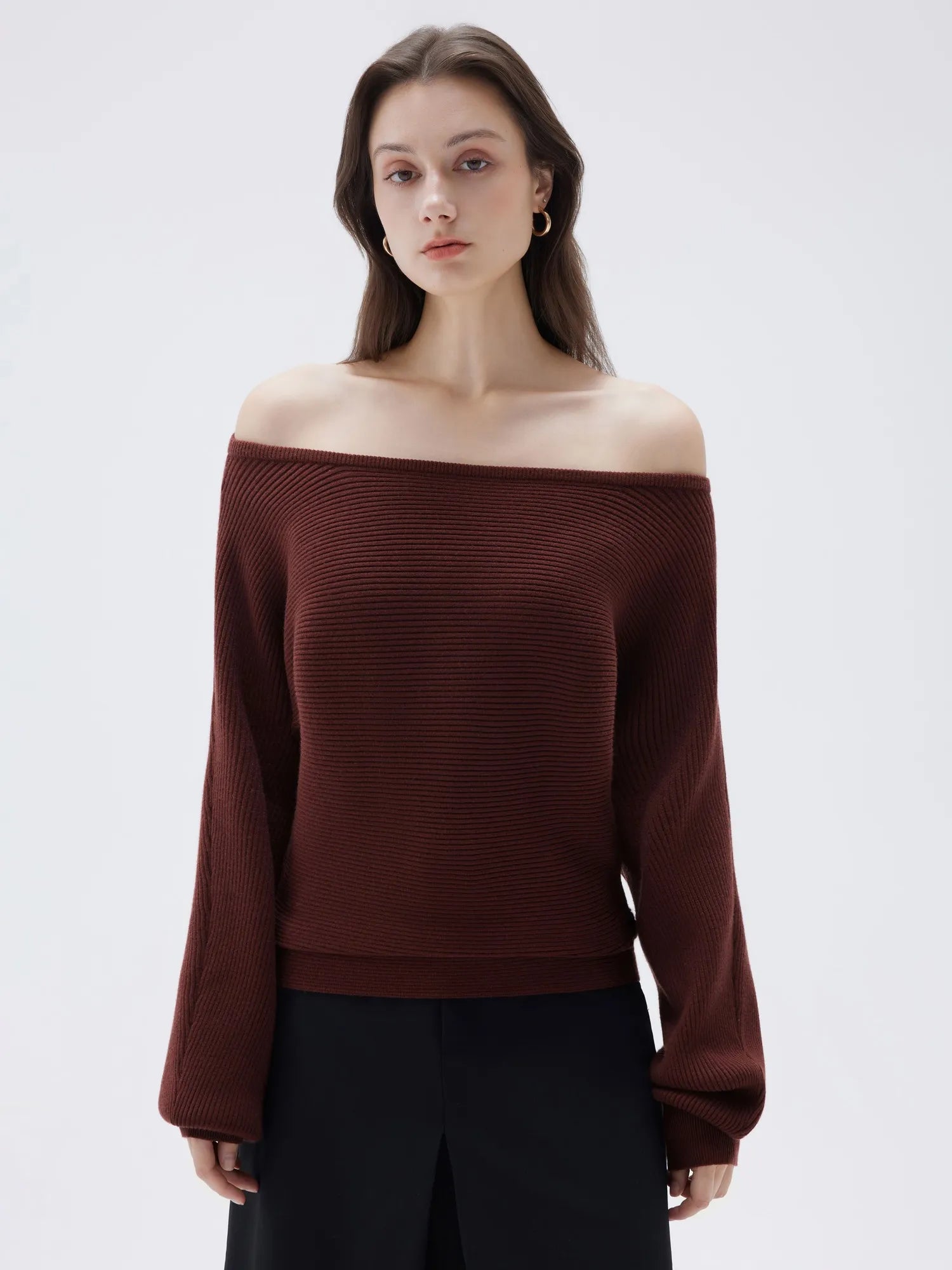 SUUKSESS Women Cashmere Oversized Off Shoulder Pullover Sweaters Boat Neck Long Sleeve Knit Jumpers Tops-SUUKSESS-SUUKSESS