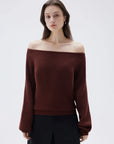 SUUKSESS Women Cashmere Oversized Off Shoulder Pullover Sweaters Boat Neck Long Sleeve Knit Jumpers Tops-SUUKSESS-SUUKSESS