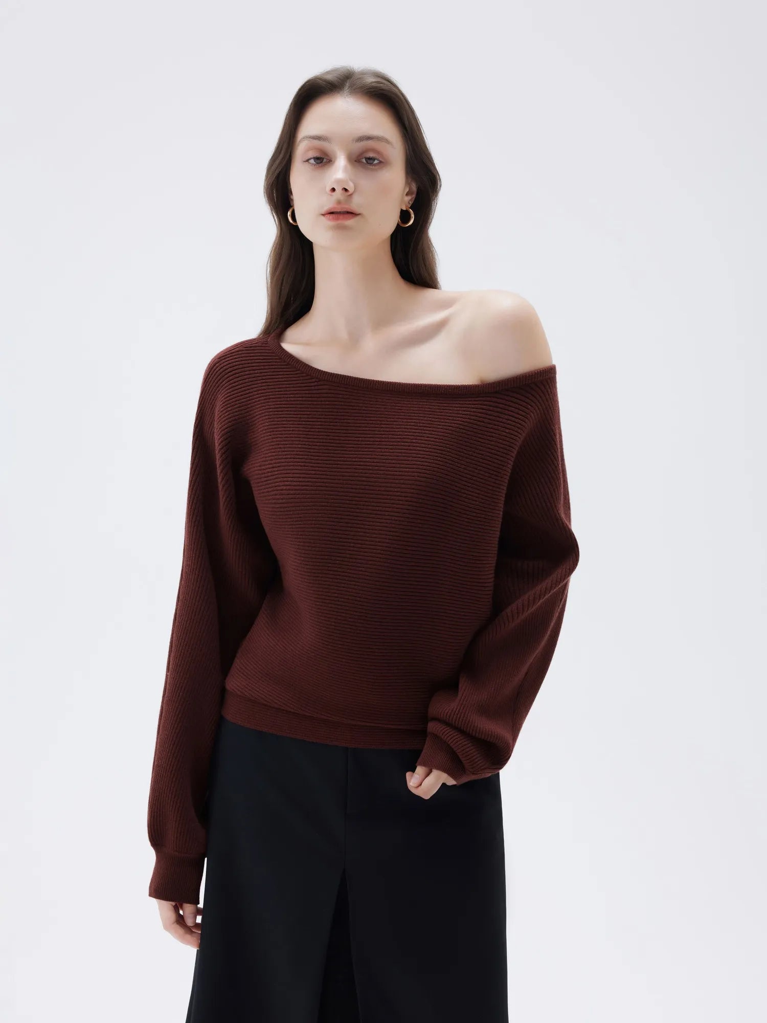 SUUKSESS Women Cashmere Oversized Off Shoulder Pullover Sweaters Boat Neck Long Sleeve Knit Jumpers Tops-SUUKSESS-SUUKSESS
