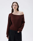 SUUKSESS Women Cashmere Oversized Off Shoulder Pullover Sweaters Boat Neck Long Sleeve Knit Jumpers Tops-SUUKSESS-SUUKSESS