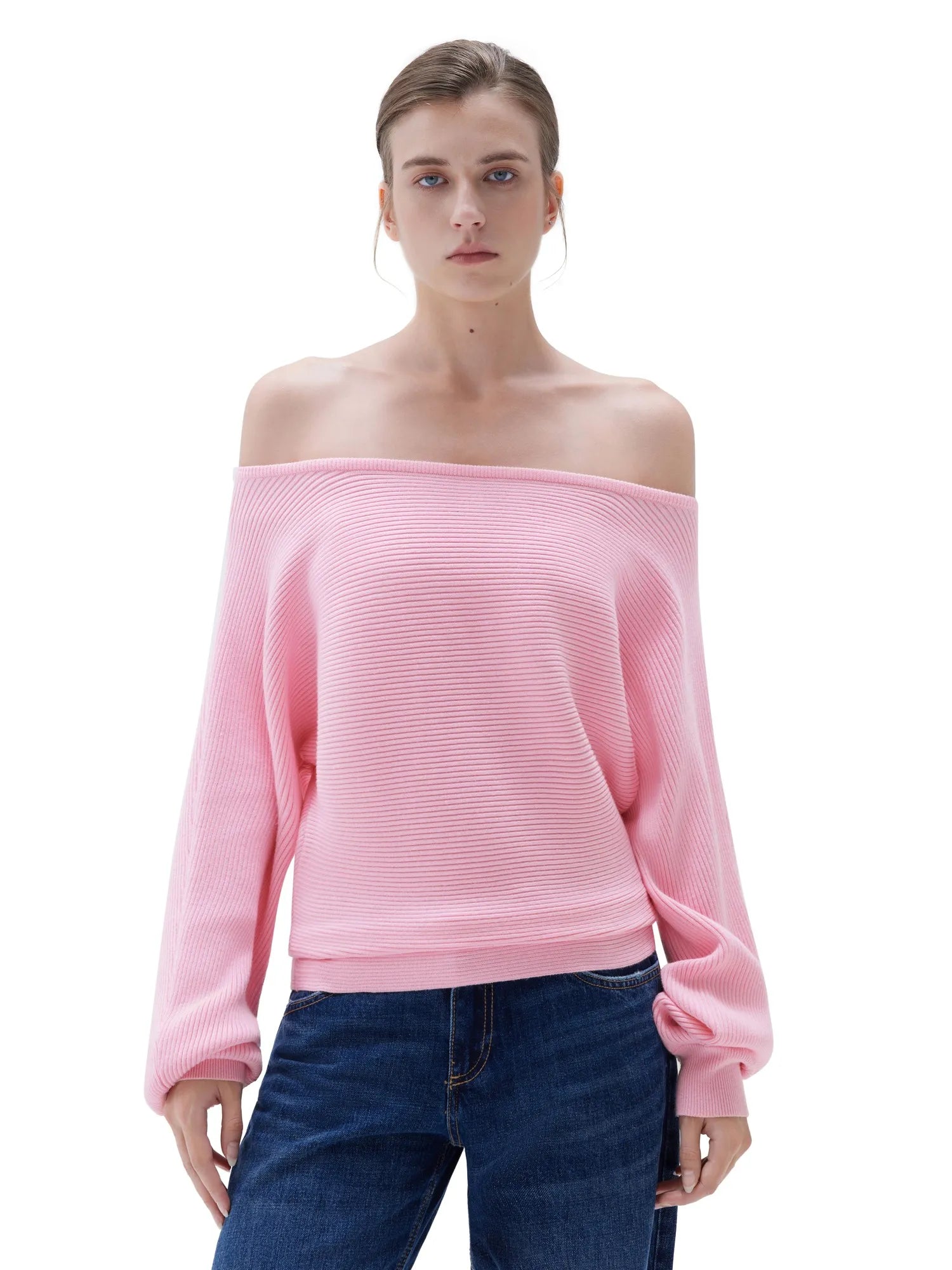 SUUKSESS Women Cashmere Oversized Off Shoulder Pullover Sweaters Boat Neck Long Sleeve Knit Jumpers Tops-SUUKSESS-SUUKSESS