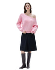 SUUKSESS Women Cashmere Oversized Off Shoulder Pullover Sweaters Boat Neck Long Sleeve Knit Jumpers Tops-SUUKSESS-SUUKSESS