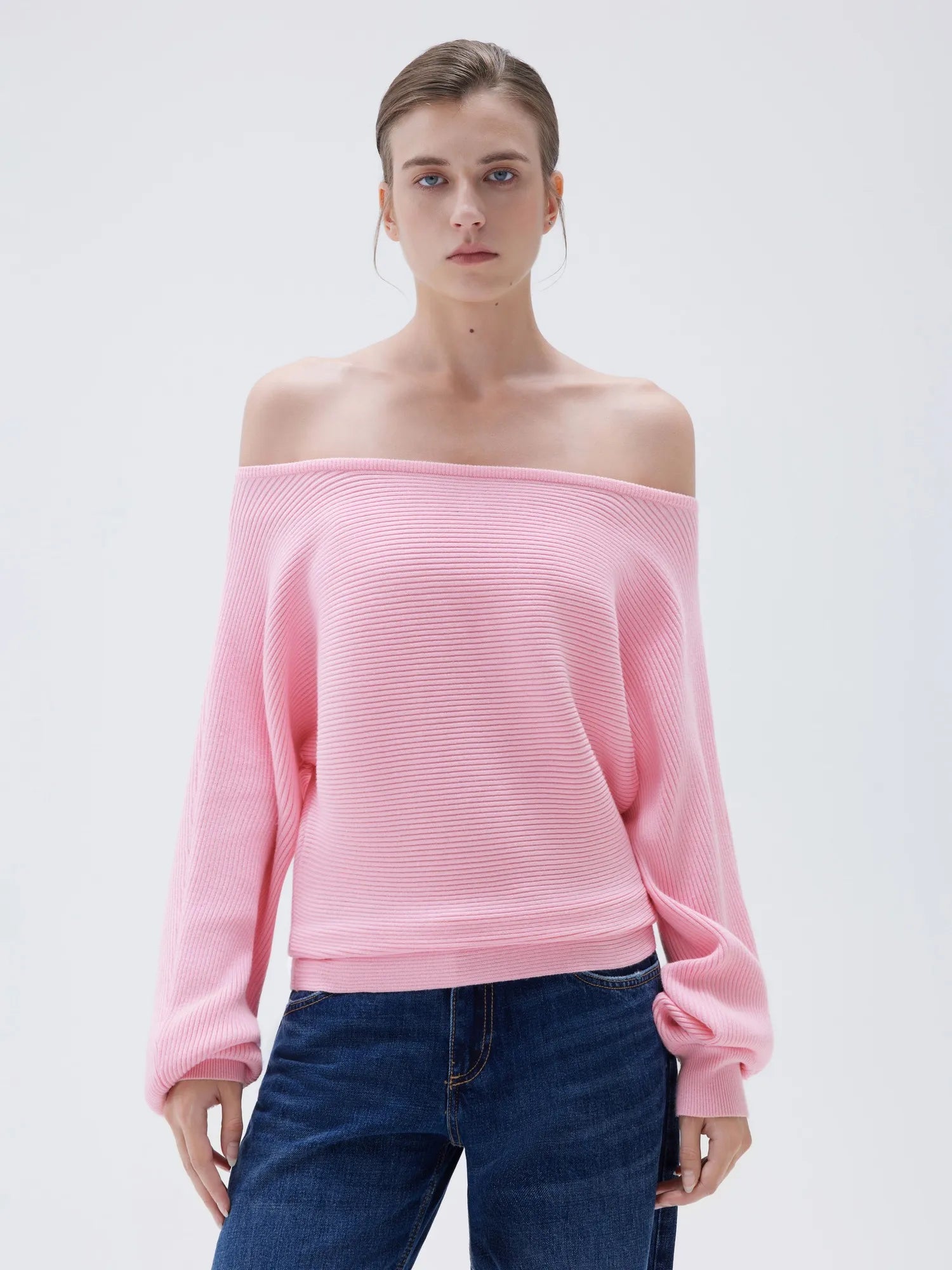 SUUKSESS Women Cashmere Oversized Off Shoulder Pullover Sweaters Boat Neck Long Sleeve Knit Jumpers Tops-SUUKSESS-SUUKSESS