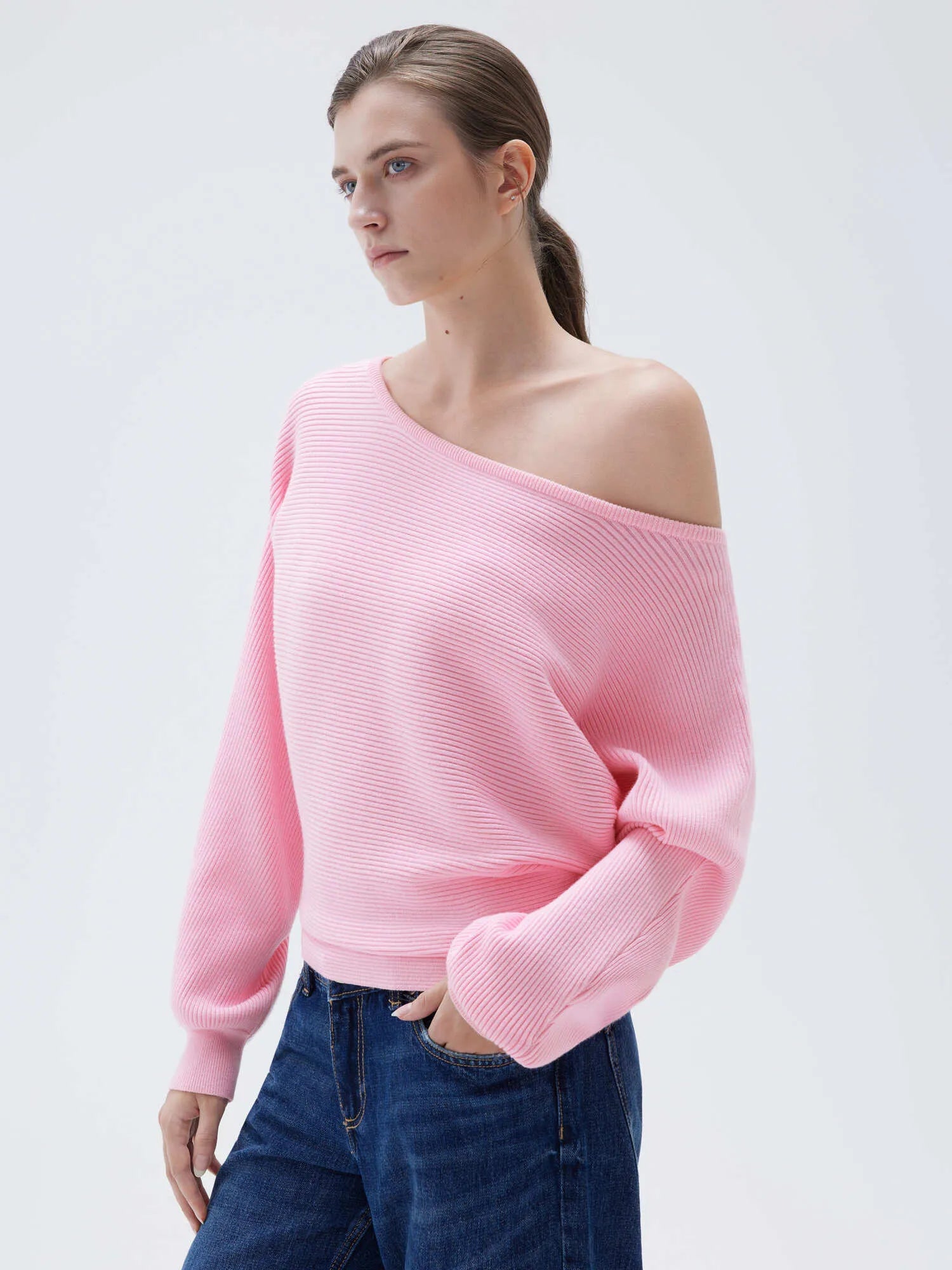SUUKSESS Women Cashmere Oversized Off Shoulder Pullover Sweaters Boat Neck Long Sleeve Knit Jumpers Tops-SUUKSESS-SUUKSESS