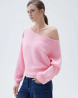 SUUKSESS Women Cashmere Oversized Off Shoulder Pullover Sweaters Boat Neck Long Sleeve Knit Jumpers Tops-SUUKSESS-SUUKSESS
