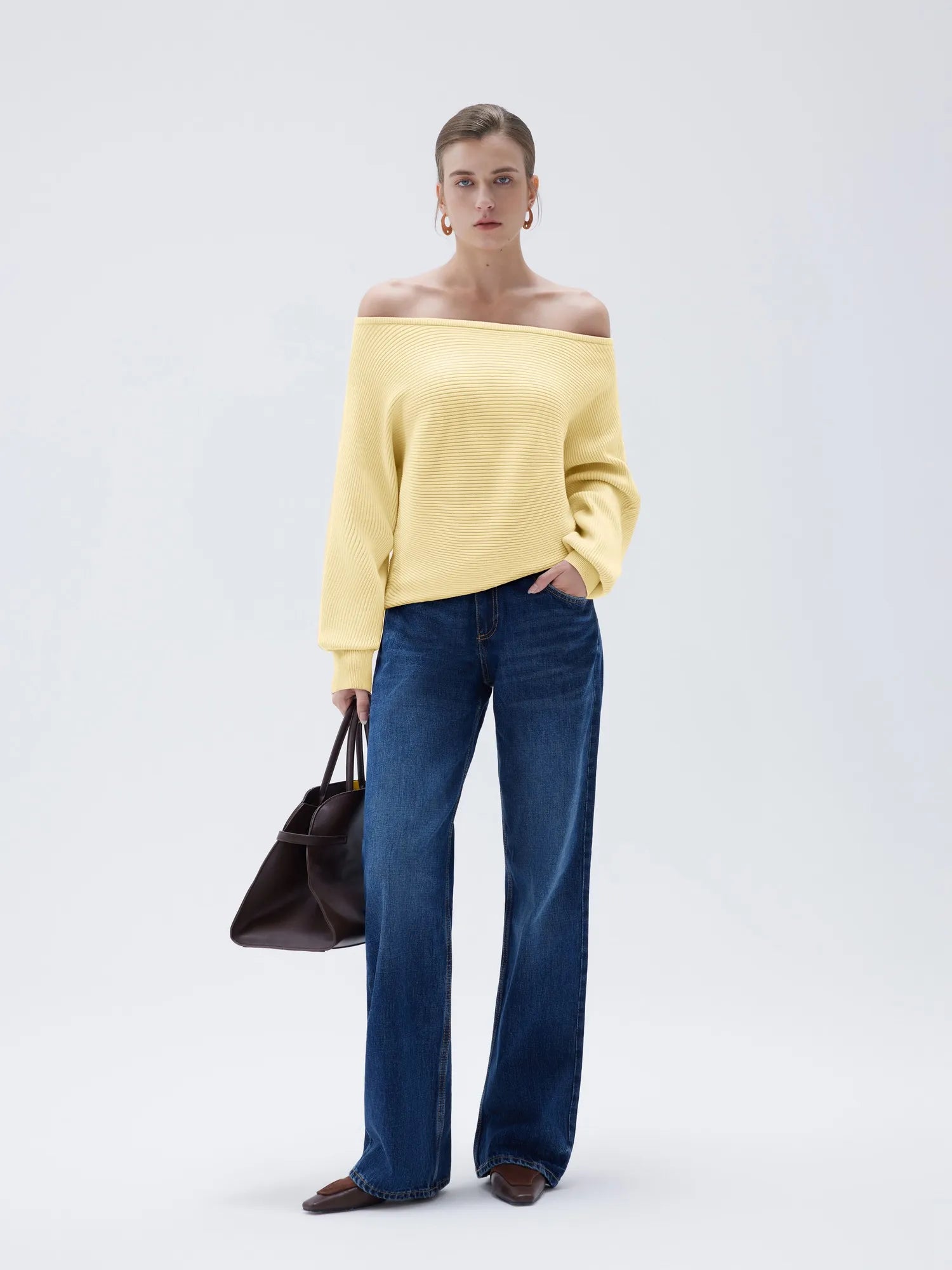 SUUKSESS Women Cashmere Oversized Off Shoulder Pullover Sweaters Boat Neck Long Sleeve Knit Jumpers Tops-SUUKSESS-SUUKSESS