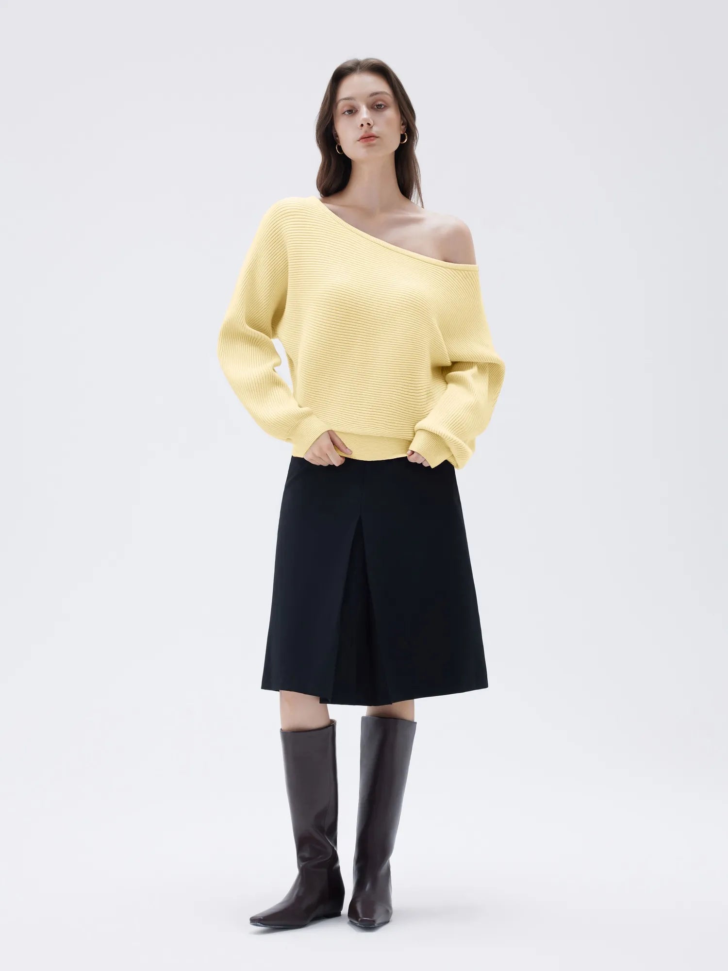 SUUKSESS Women Cashmere Oversized Off Shoulder Pullover Sweaters Boat Neck Long Sleeve Knit Jumpers Tops-SUUKSESS-SUUKSESS