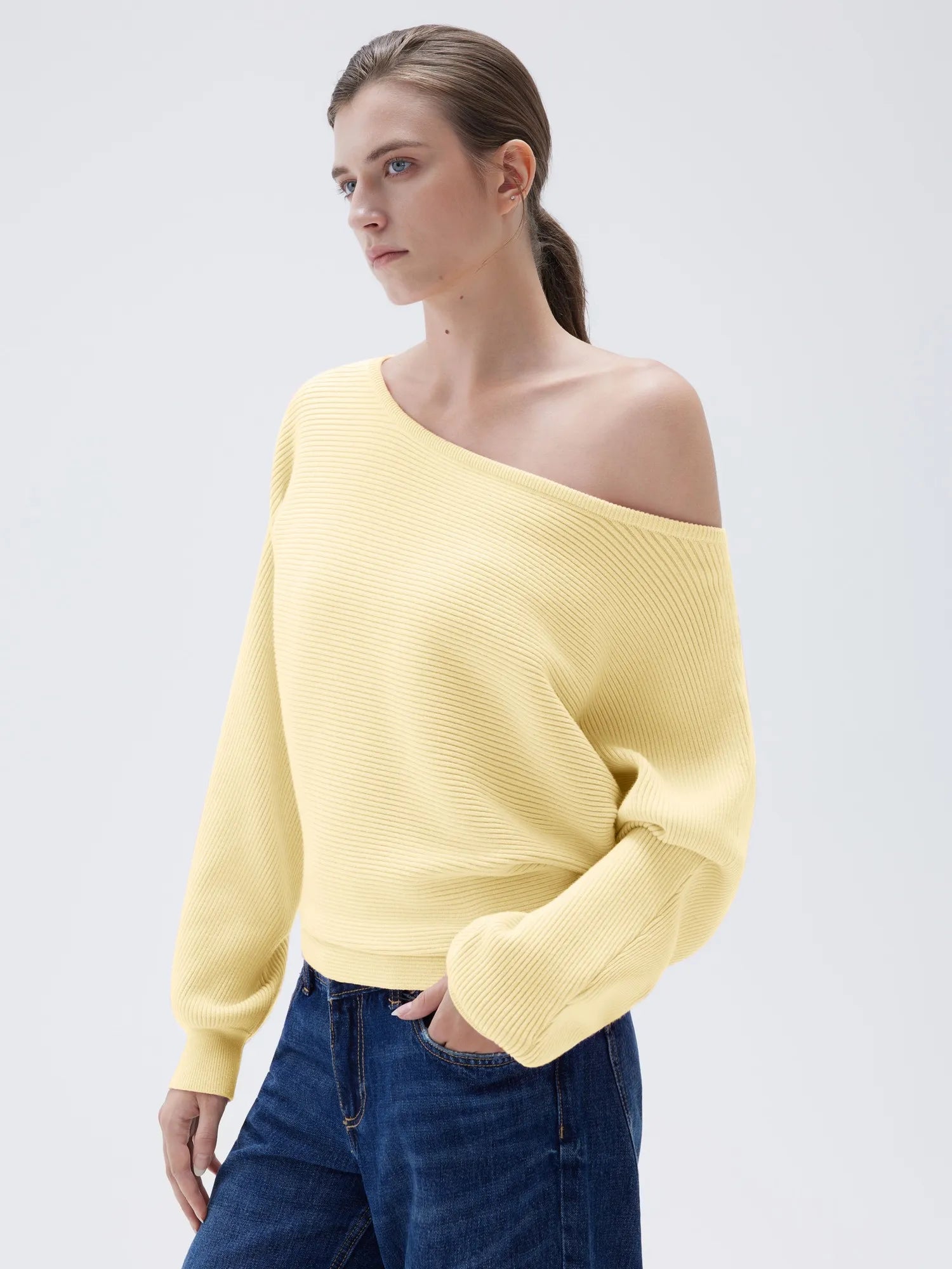 SUUKSESS Women Cashmere Oversized Off Shoulder Pullover Sweaters Boat Neck Long Sleeve Knit Jumpers Tops-SUUKSESS-SUUKSESS