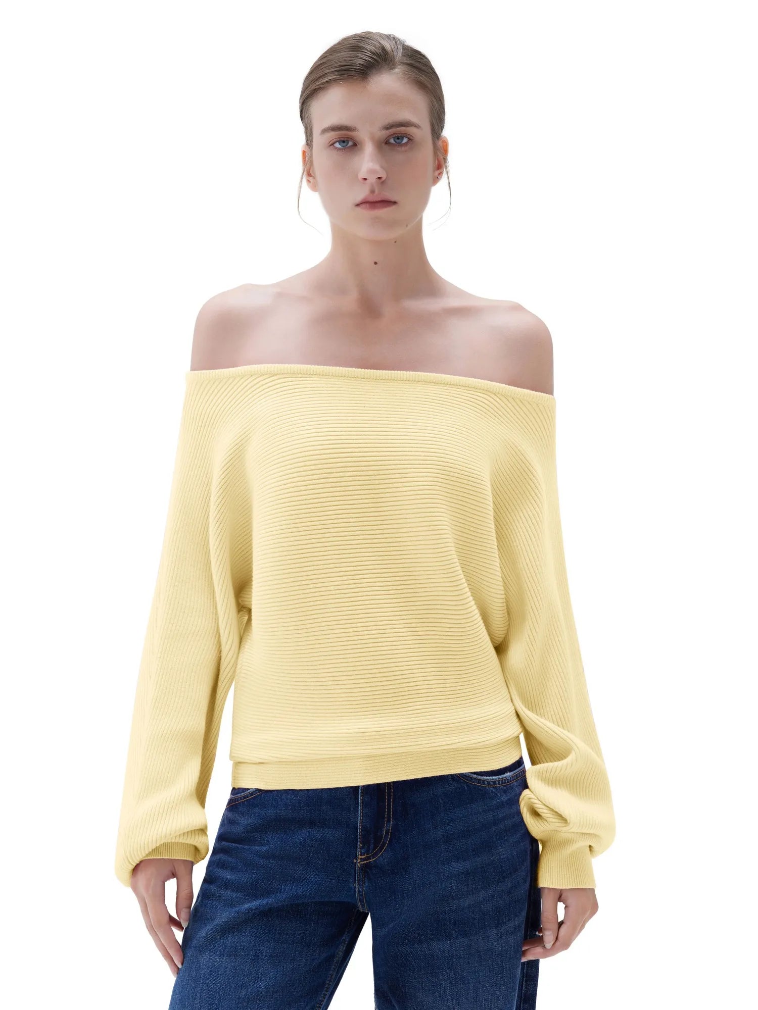 SUUKSESS Women Cashmere Oversized Off Shoulder Pullover Sweaters Boat Neck Long Sleeve Knit Jumpers Tops-SUUKSESS-SUUKSESS