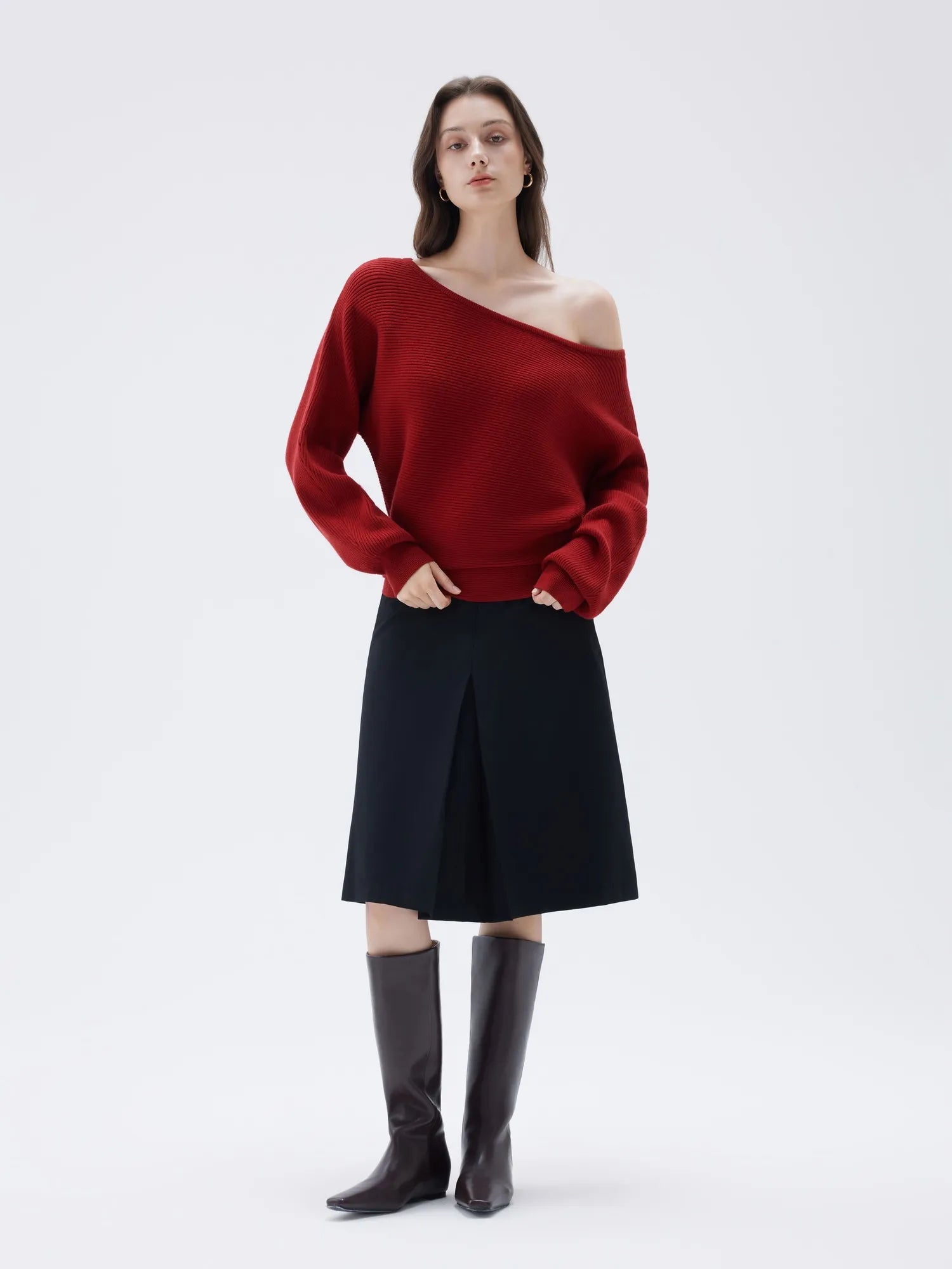 SUUKSESS Women Cashmere Oversized Off Shoulder Pullover Sweaters Boat Neck Long Sleeve Knit Jumpers Tops-SUUKSESS-SUUKSESS
