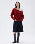 SUUKSESS Women Cashmere Oversized Off Shoulder Pullover Sweaters Boat Neck Long Sleeve Knit Jumpers Tops-SUUKSESS-SUUKSESS