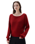 SUUKSESS Women Cashmere Oversized Off Shoulder Pullover Sweaters Boat Neck Long Sleeve Knit Jumpers Tops-SUUKSESS-SUUKSESS