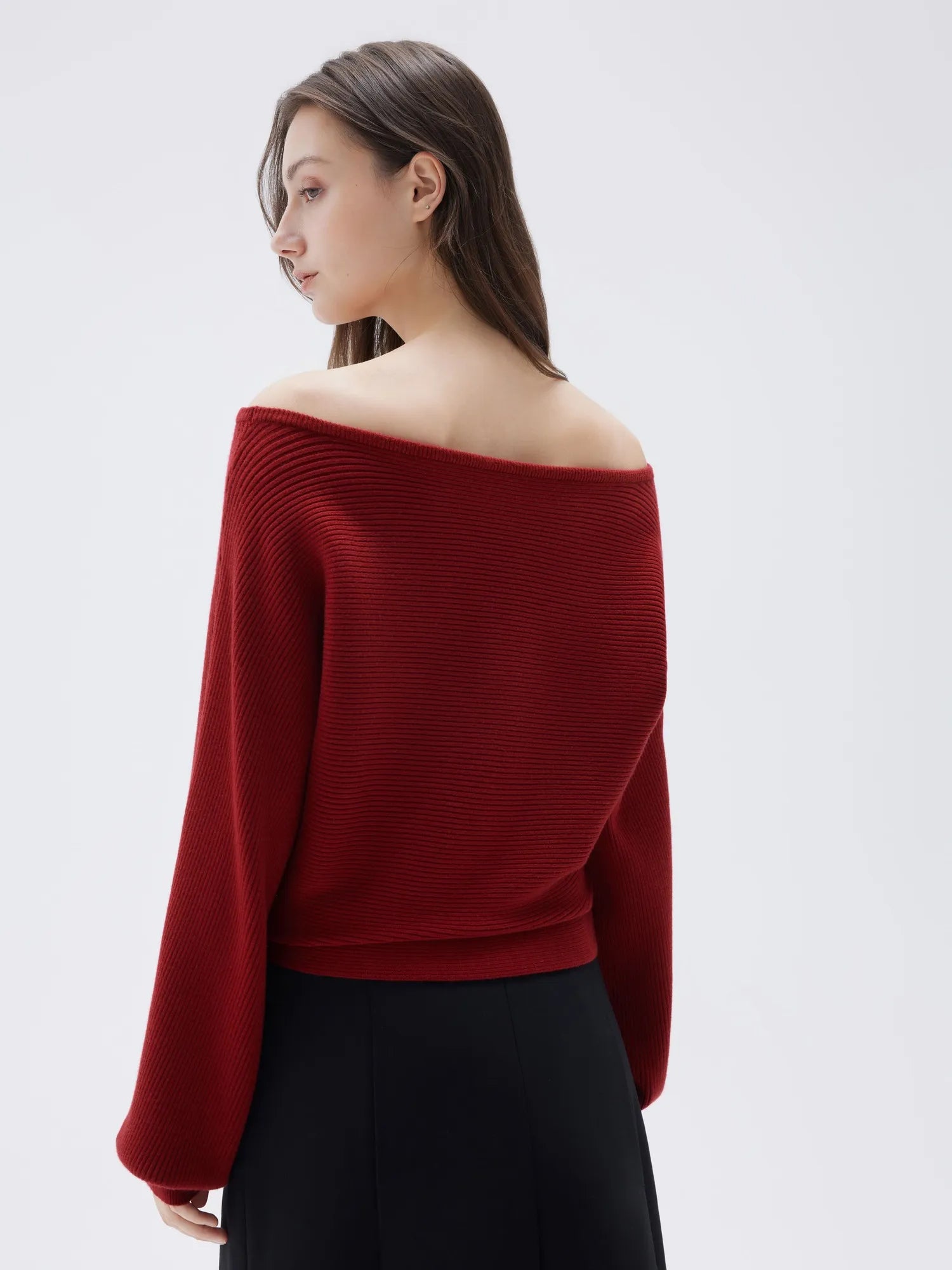 SUUKSESS Women Cashmere Oversized Off Shoulder Pullover Sweaters Boat Neck Long Sleeve Knit Jumpers Tops-SUUKSESS-SUUKSESS