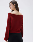 SUUKSESS Women Cashmere Oversized Off Shoulder Pullover Sweaters Boat Neck Long Sleeve Knit Jumpers Tops-SUUKSESS-SUUKSESS