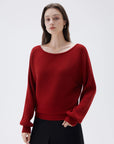 SUUKSESS Women Cashmere Oversized Off Shoulder Pullover Sweaters Boat Neck Long Sleeve Knit Jumpers Tops-SUUKSESS-SUUKSESS