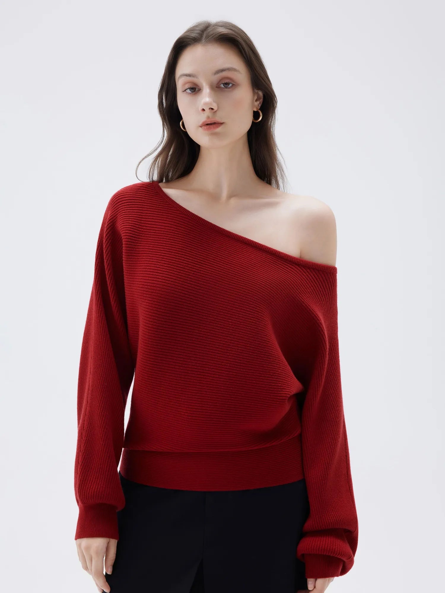SUUKSESS Women Cashmere Oversized Off Shoulder Pullover Sweaters Boat Neck Long Sleeve Knit Jumpers Tops-SUUKSESS-SUUKSESS