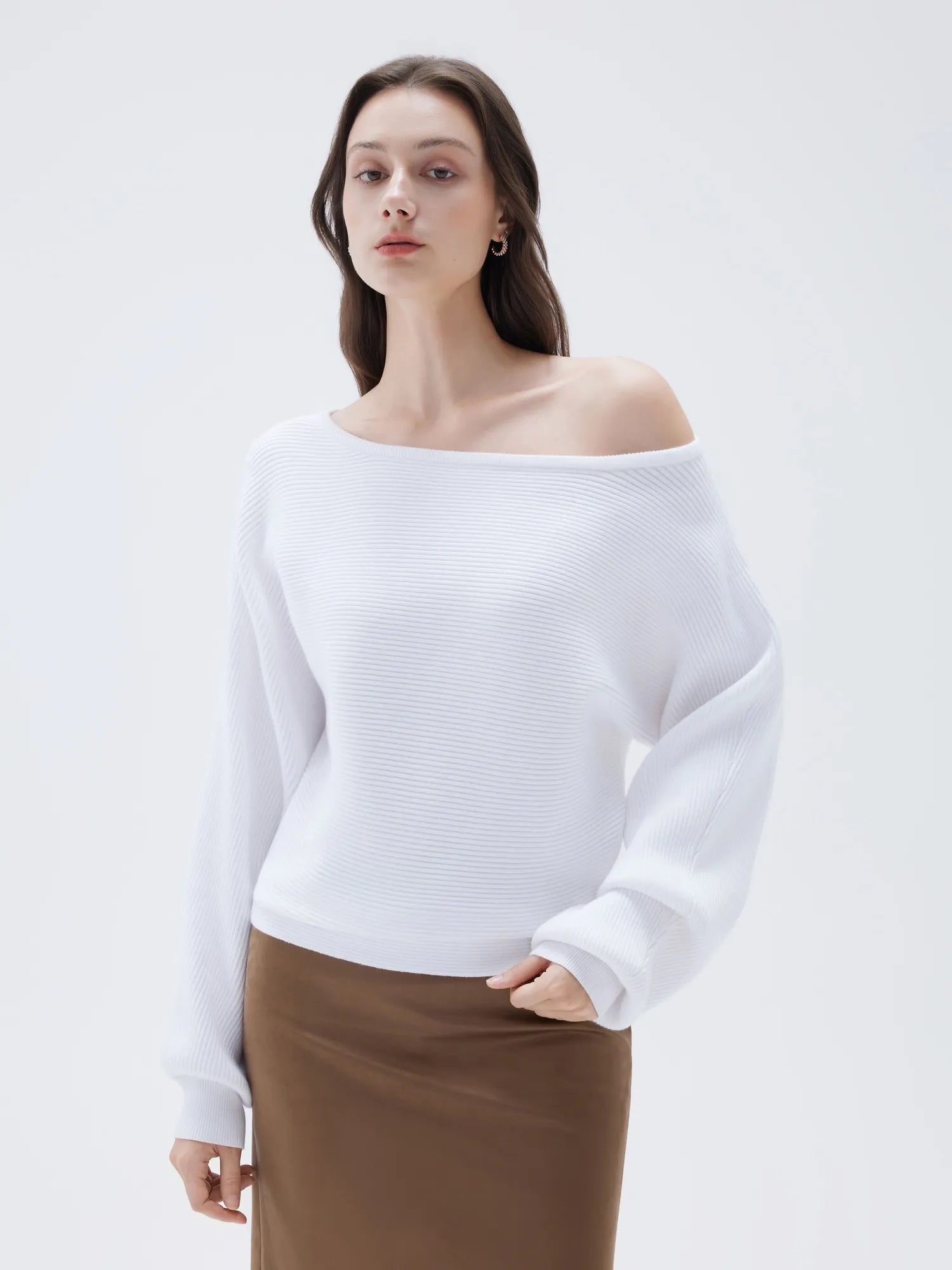SUUKSESS Women Cashmere Oversized Off Shoulder Pullover Sweaters Boat Neck Long Sleeve Knit Jumpers Tops-SUUKSESS-SUUKSESS