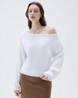 SUUKSESS Women Cashmere Oversized Off Shoulder Pullover Sweaters Boat Neck Long Sleeve Knit Jumpers Tops-SUUKSESS-SUUKSESS