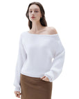 SUUKSESS Women Cashmere Oversized Off Shoulder Pullover Sweaters Boat Neck Long Sleeve Knit Jumpers Tops-SUUKSESS-SUUKSESS