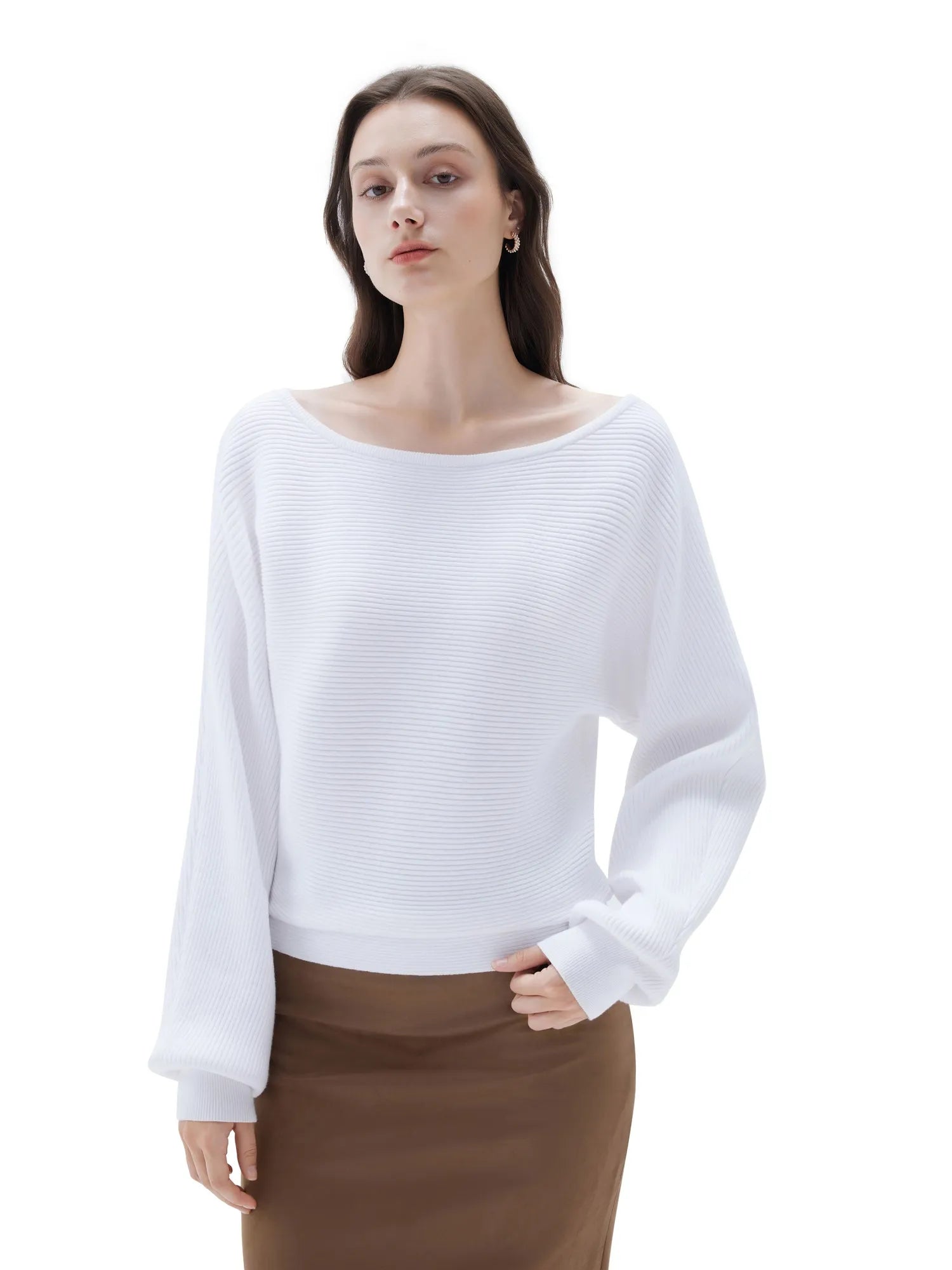 SUUKSESS Women Cashmere Oversized Off Shoulder Pullover Sweaters Boat Neck Long Sleeve Knit Jumpers Tops-SUUKSESS-SUUKSESS